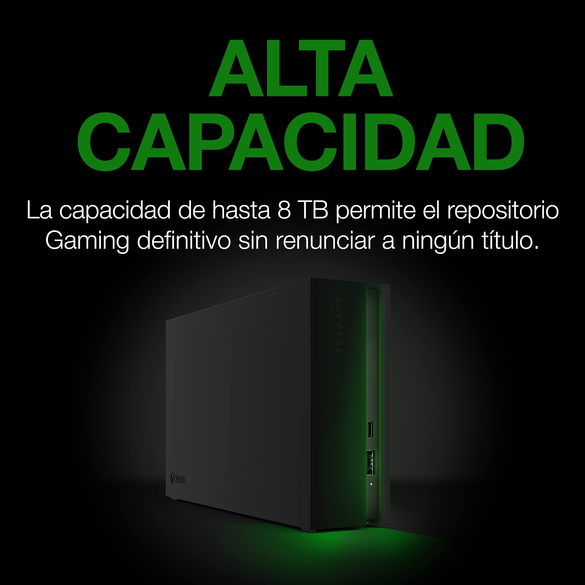 Seagate Game Drive Hub 8TB, Disco Duro Externa HDD, USB 3.2 Gen 1, Puertos USB-C y USB-A Dobles, certificada para Xbox, con iluminación LED Verde Xbox y Servicios Rescue (STKW8000402) - 5