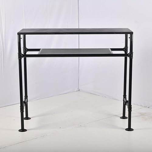 Miniatura 6 de Mesa de comedor moderna de 41.3 pulgadas de altura para 4-5 personas, diseño de tubería de metal industrial, mesa de bar para cocina, escritorio de
