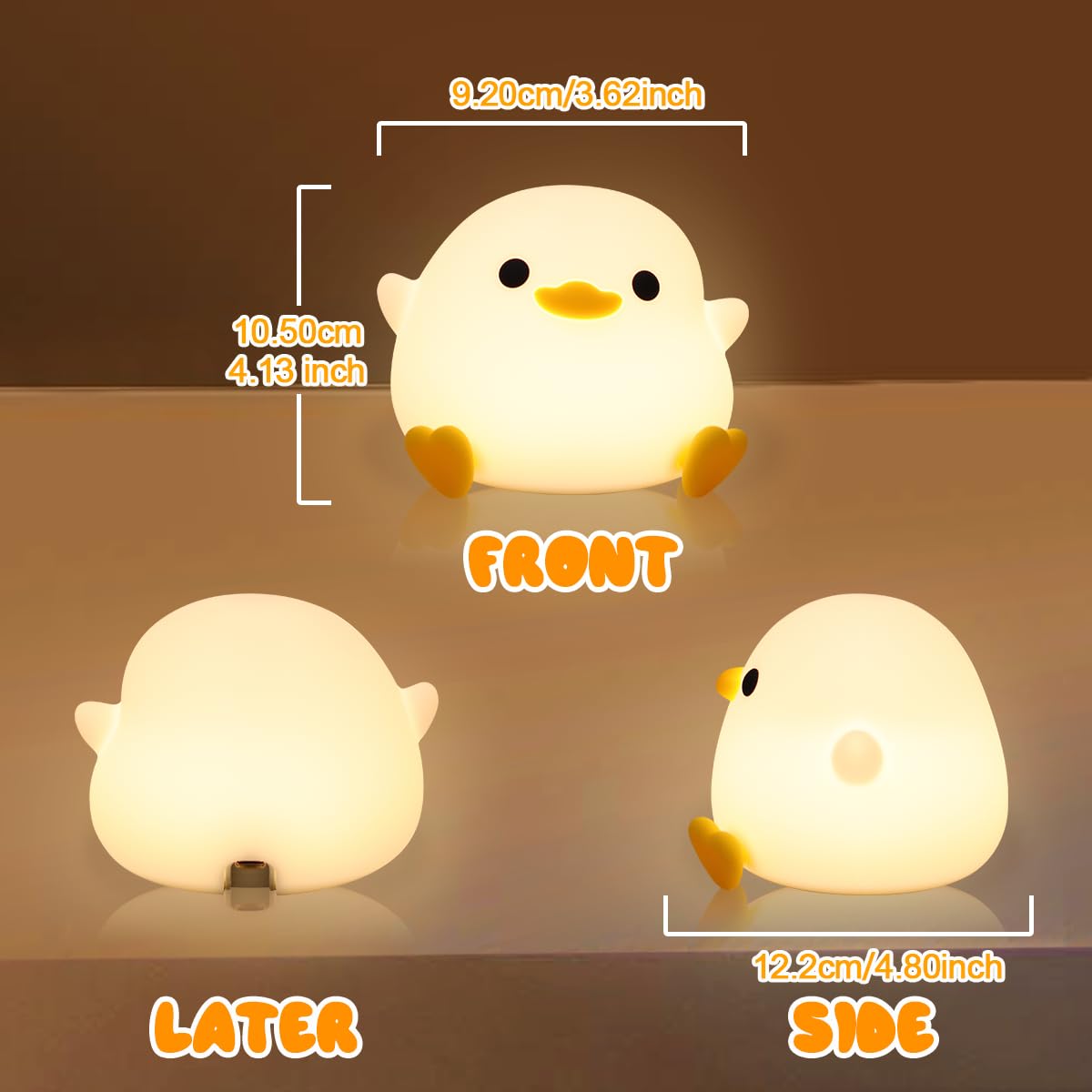 Tremdwoto Luce Notturna A Forma Di Papera Per Bambini – Lampada LED Ricaricabile 7 Colori, Silicone Morbidissimo, Timer 1/2 Ore, Regalo Neonato
