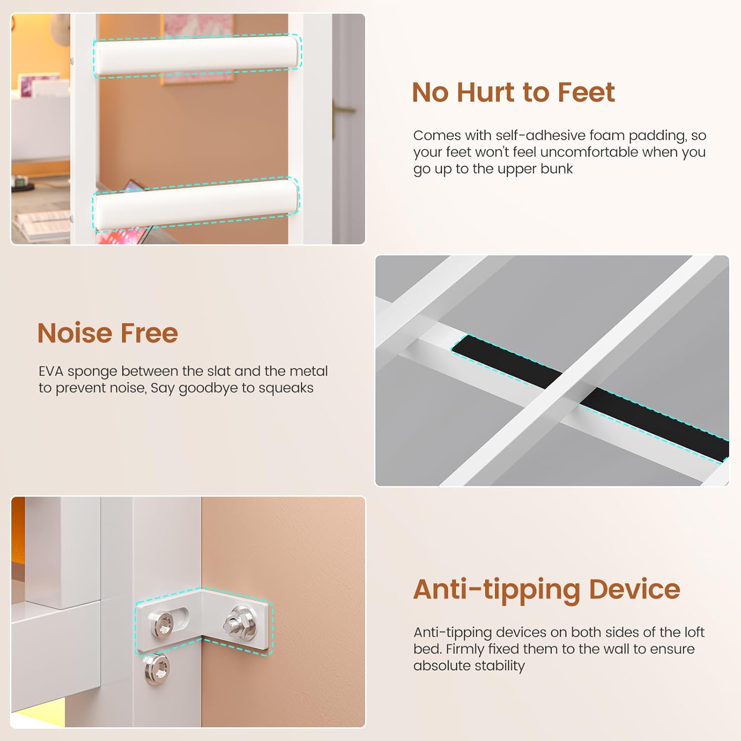 MSmask Full Size Loft Bed with 7 Storage Drawers, Large 2-Cube Bookshelf, L Desk & Charging Station, Metal Loft Bed with LED Lights & Open Shelf, Bed with Safety Guardrail & Ladders, Oak Grey | 4 in 1 full loft bed