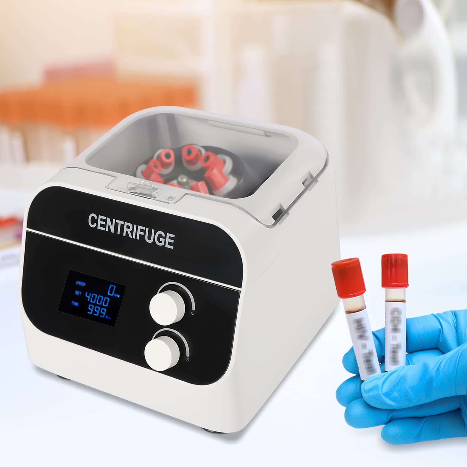 Centrifugeuse électrique de table 8 x 20 ml Centrifugeuse de laboratoire avec affichage numérique LCD Régulateur de vitesse 0-4000 tr/min Minuteur 0-999 min