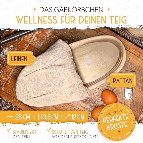 Foto von KRUSTENZAUBER Brotbackform mit Deckel inkl. Gärkorb - Robuste 28cm Backform aus Gusseisen - Ideal als Kastenform, Toastbrot Backform, Brotform, Gusseisen Topf Brot backen Zubehör, Brottopf