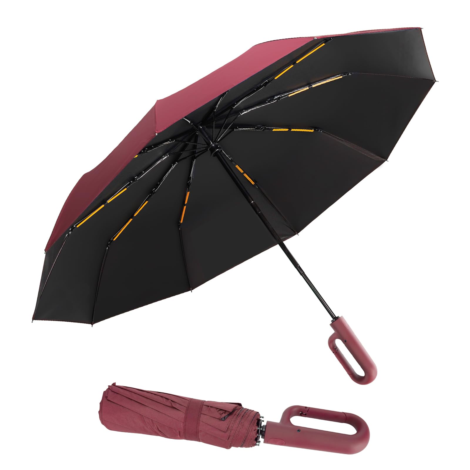 Cooloutdoors Folding & Inverted Umbrella, Outdoor Travel Umbrella, 46 Inch Portable Reverse Folding Umbrella，Windproof Folding Umbrella for Men and