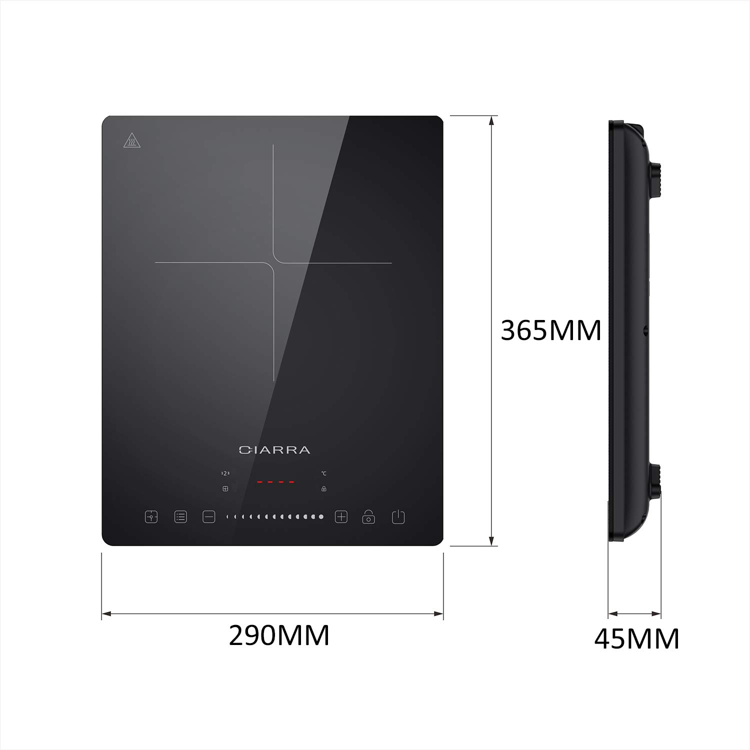 CIARRA Placa de Inducción Portátil 8 Potencias con Temporizador,CBTIH1 | 2000W | Temporizador | Control Táctil de Precisión | Panel de Vidrio Resistente | Bloqueo para Niños