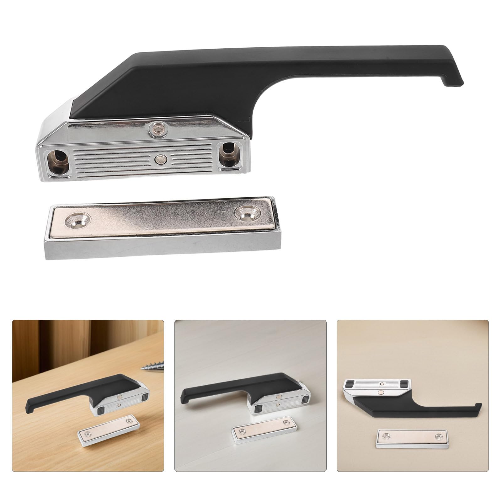 Tirador de Puerta de Aleación de Zinc Negro para Congelador y Gabinete | Agarre Ergonómico, Resistencia a Altas Temperaturas, Diseño Fácil de Limpiar
