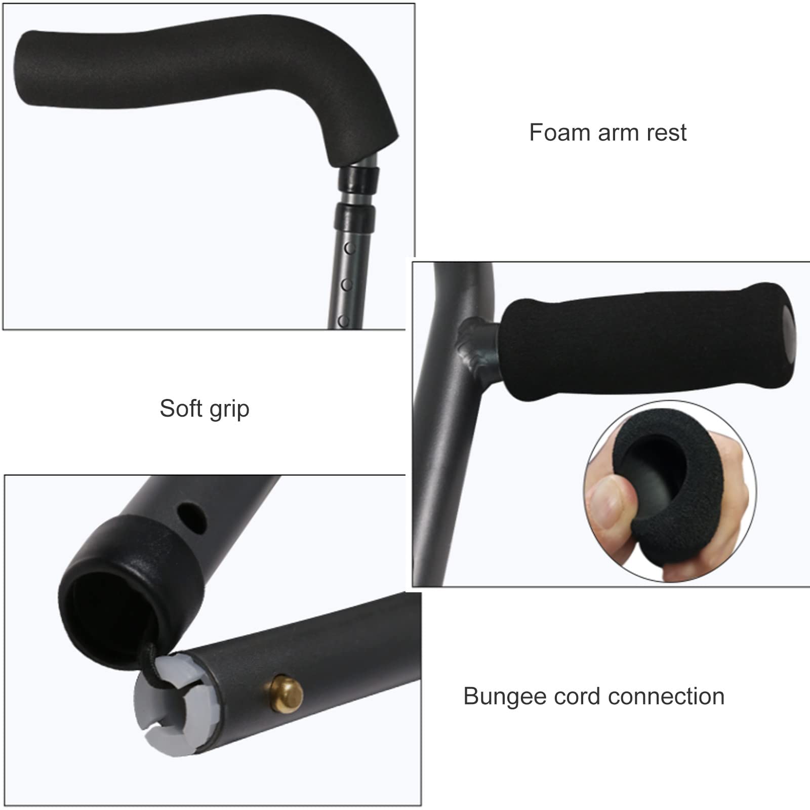 Muletas Plegables para Las Axilas, muletas livianas en Forma de F para Adultos, manija ergonómica y cómoda para la muñeca, para Adultos y niños con Alturas de 145-180 cm Decorate