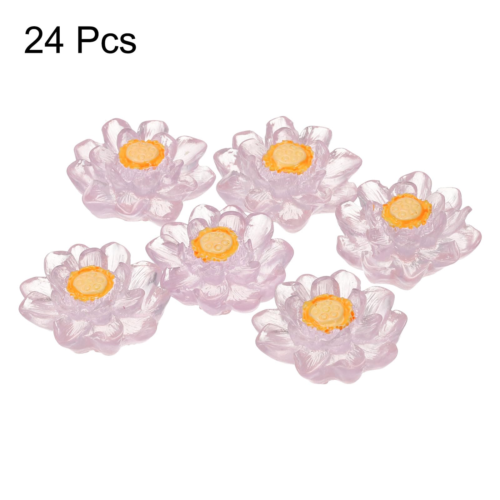 CoCud Mini Resin Flower, 0.94" Diameter, Miniature Tiny Lotus Dollhouse Transparent Purple - Image 3