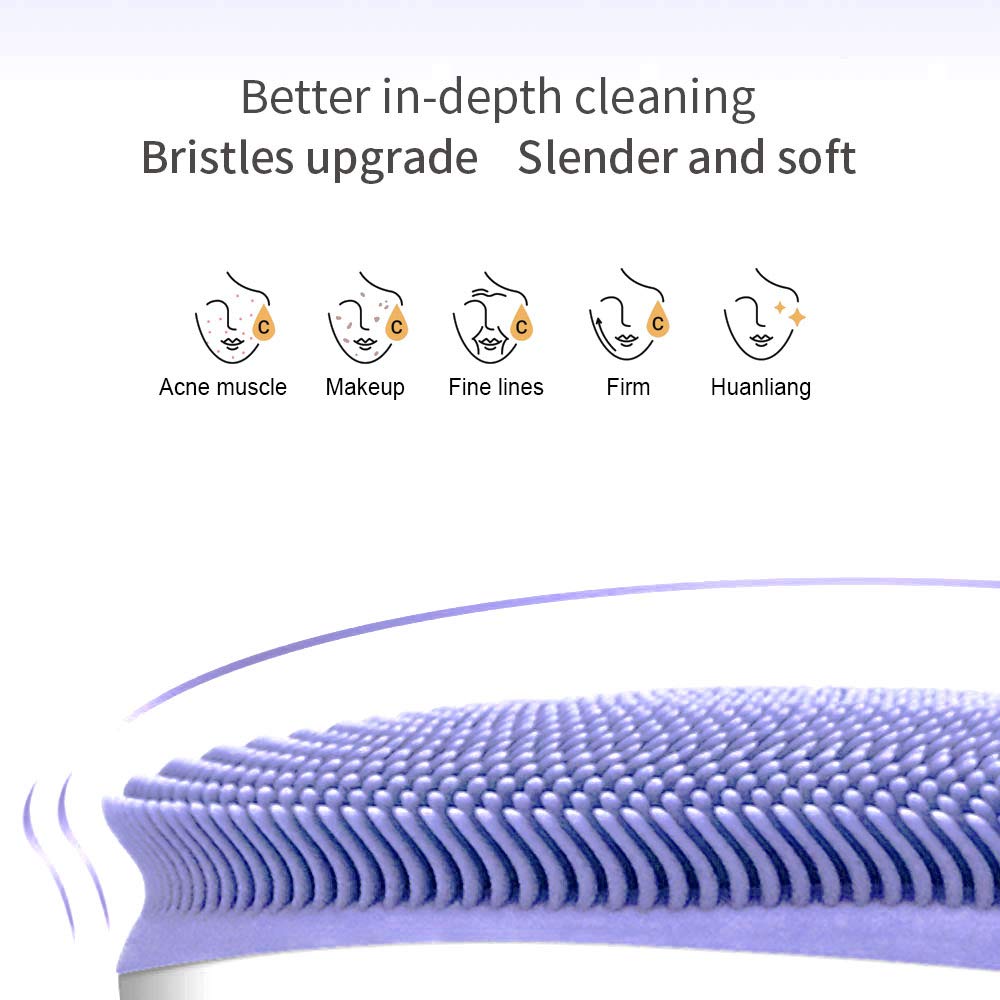 Sonic Facial Cleansing Brush Heated 3 Function Modes,8 Speed Silicone Face Scrubber USB Rechargeable,Waterproof Electric Face Wash Brush Device,for Women (Purple) : Beauty & Personal Care