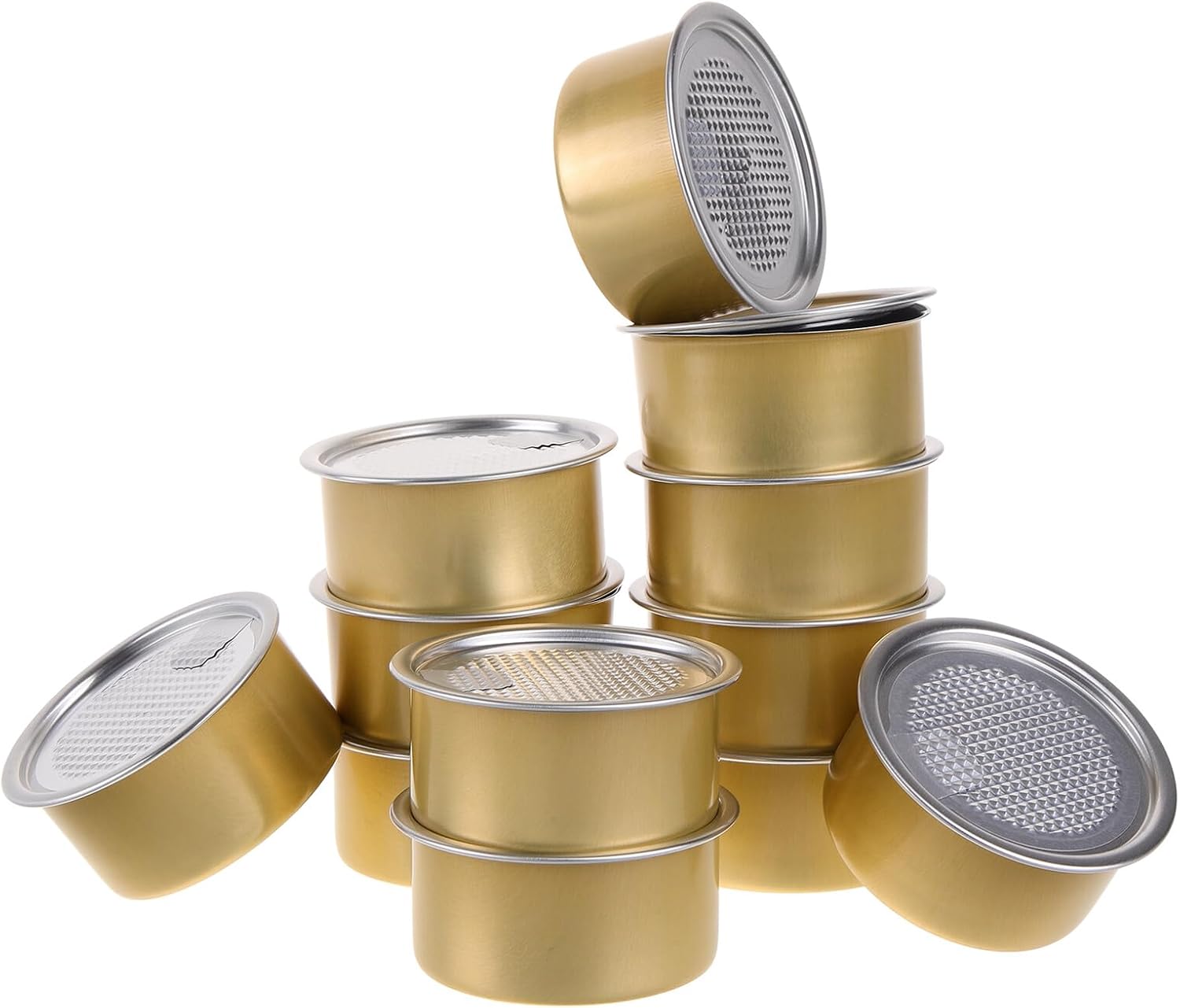 12pcs 100ml Aluminum Cat Food Tins with Easy-tear Silver Mesh Lids, Refillable Snack and Dessert Cans for Pet Food Storage and Treats