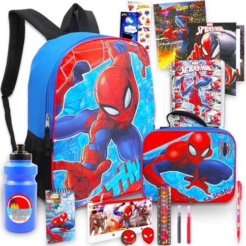 Sac à dos Spiderman pour éviter les oublis avec lunch box et matériel scolaire inclus