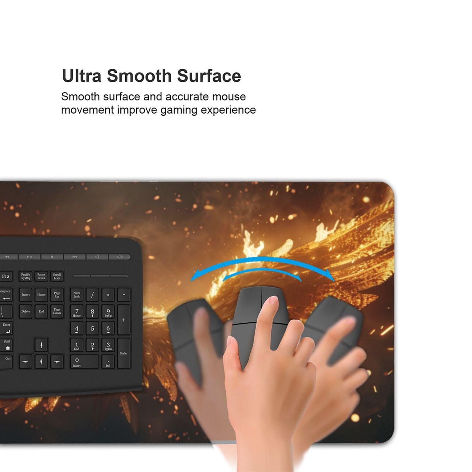 Tapis de Souris XXL 90 x 40 cm, Or & Aile Tapis de Bureau G792