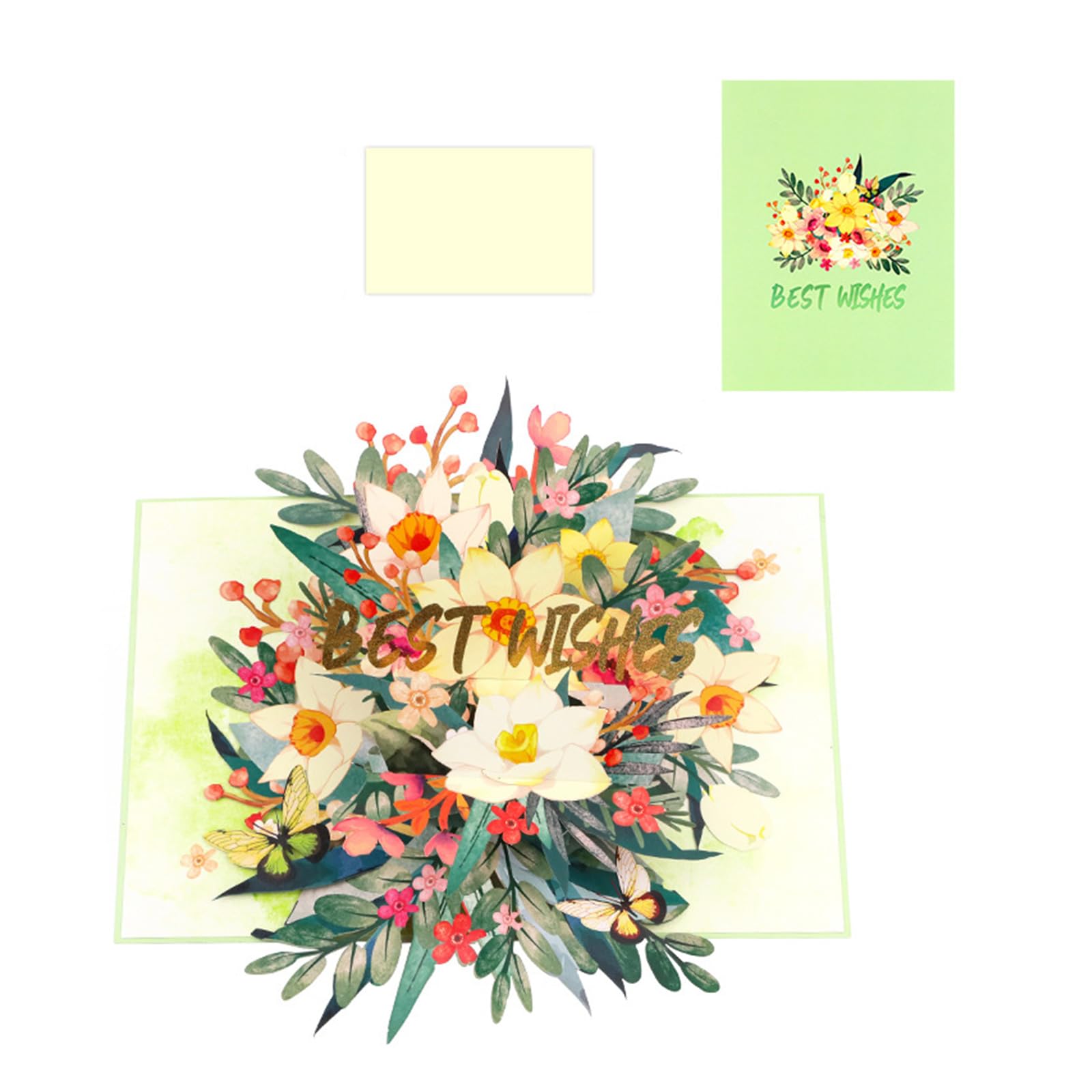 Jazuaiao Multicolor Artistic 3D Colorful Florals Greeting Card With Envelope Foldable Card For Mother Day Anniversary Present Birthday