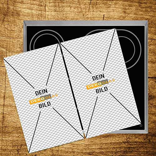 Ceranfeldabdeckung mit eigenem Druck, zweiteilig gerade 2X 52x30cm, eigenes Foto auf Glas als Geschenk-Idee, Herabdeckplatte