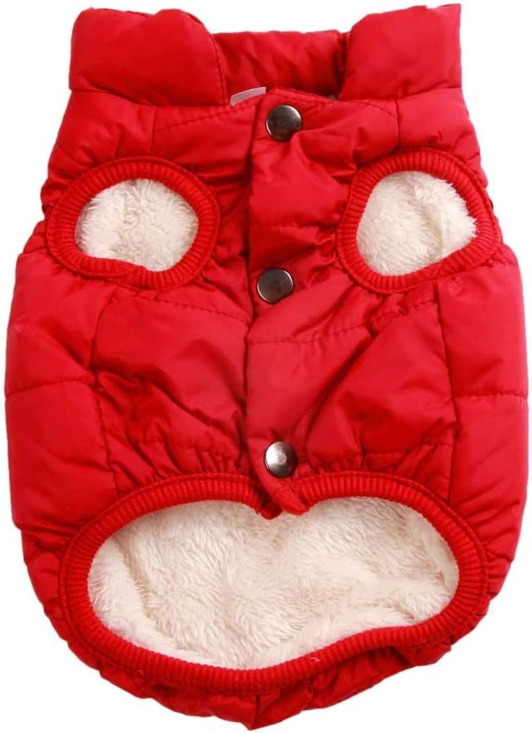 Double Layer Fleece Warm Dog Jacket Coat Vest for Puppy Winter Cold Weather Soft Windproof Apparel for Small Medium Large Dogs - Red (M)