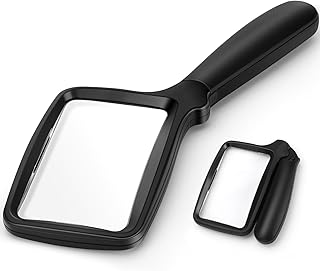 5-Fache Lupe Mit Licht, Leselupe Zusammenklappbare GroßE Rechteckige Handlupe, Dimmbare Led FüR Senioren Mit Makuladegeneration, Zeitungen BüCher Kleingedrucktes FüR Sehbehinderte - Schwarz