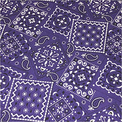 Premium Purple Bandana Print Cotton Fabric - 100% Cotton by the Yard (36 x 44) - Perfect for Sewing, Quilting & Crafting Projects