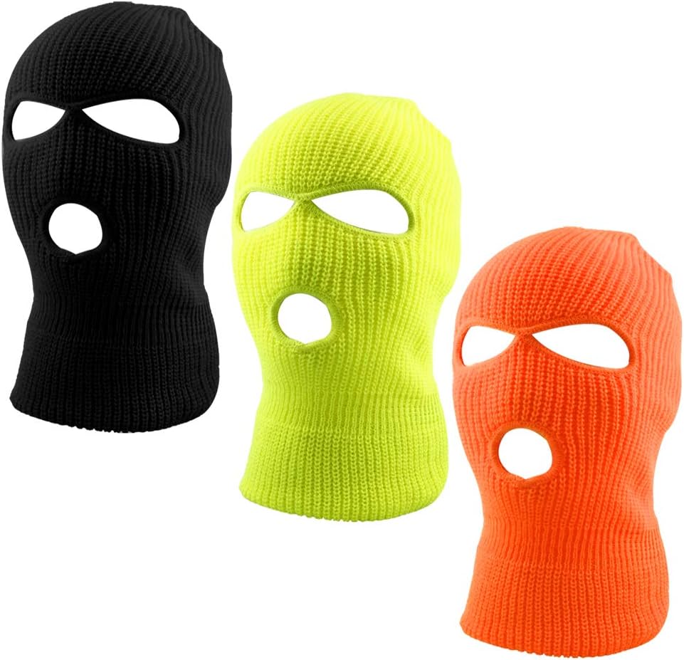 WXJ13 3 Colors 3-Hole Full Face Cover Soft Winter Balaclava Warm Knit Ski Mask, Men Women Outdoor Sports Knit Full Face Mask