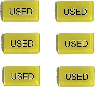 XILIWU USEDマーカー 6枚入り アクリル製 対戦用 3.5×2㎝ 厚さ3㎜ 防水 (USED（イエロー）)