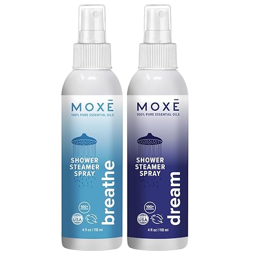 MOXE Shower Steamer Spray, Essential Oils, Natural Sleep Aromatherapy, Made in USA (Breathe & Dream, 4 Ounces, 2 Pack) - Breathe & Dream - 4 Fl Oz (Pack of 2)