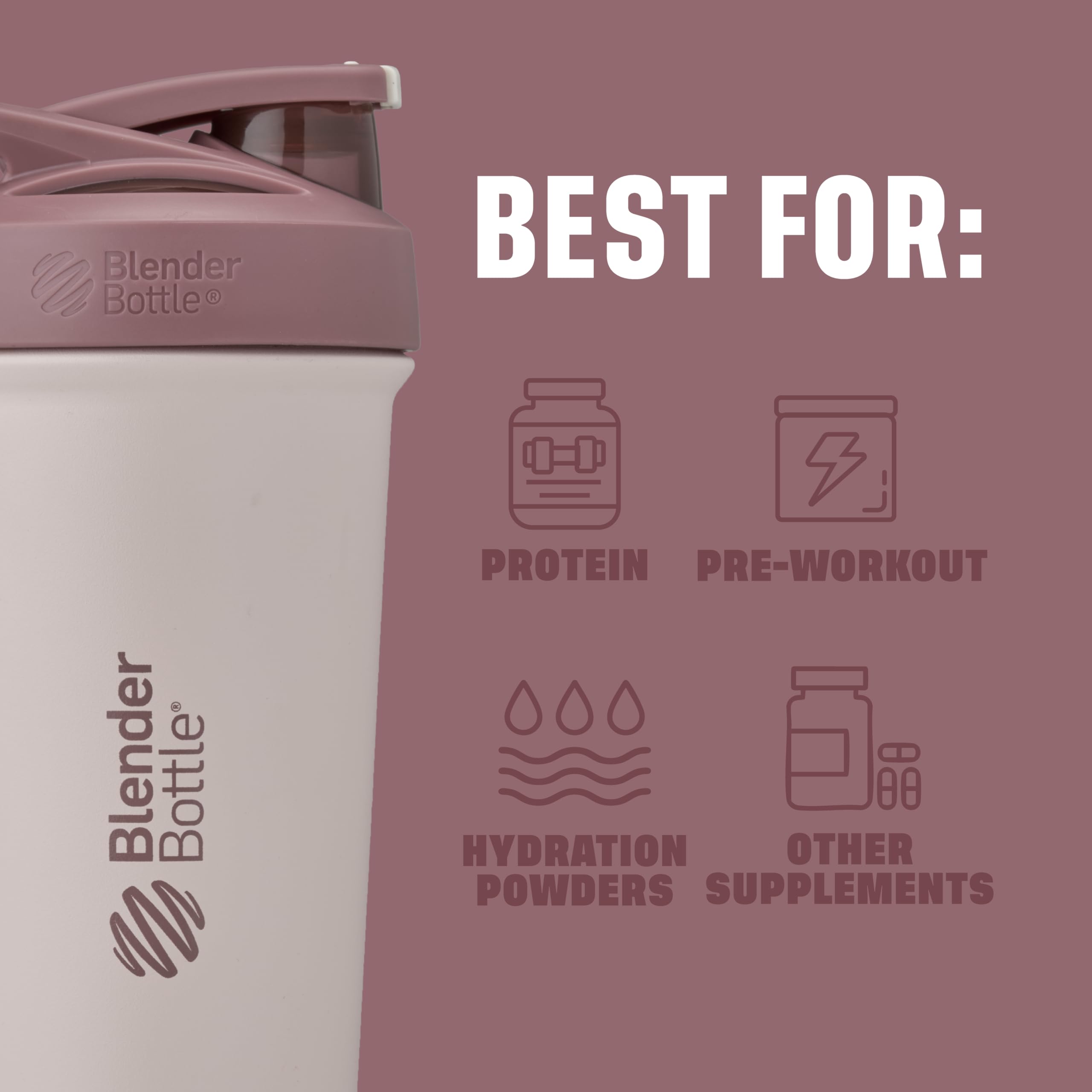 BlenderBottle Strada Sleek Shaker Cup - Borraccia isolata in acciaio inox con frusta, 708,7 g, rosso/marrone (Sahara Sunset)