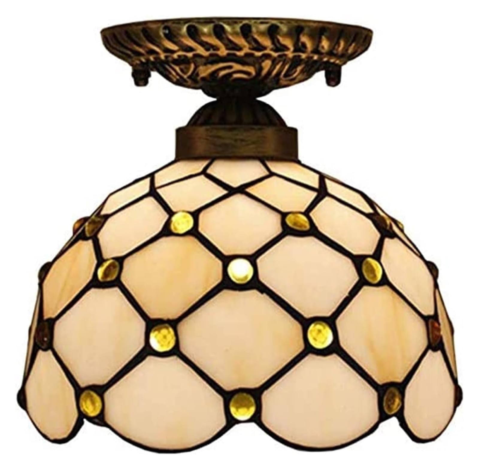 METTEOR Ceiling Lamp Ceiling Lamp Tiffany Style Ceiling Light, 8-Inch American Stained Glass Ceiling Lamp, Decorative Chandelier For Hallway,Blue (Grey Wolf B)