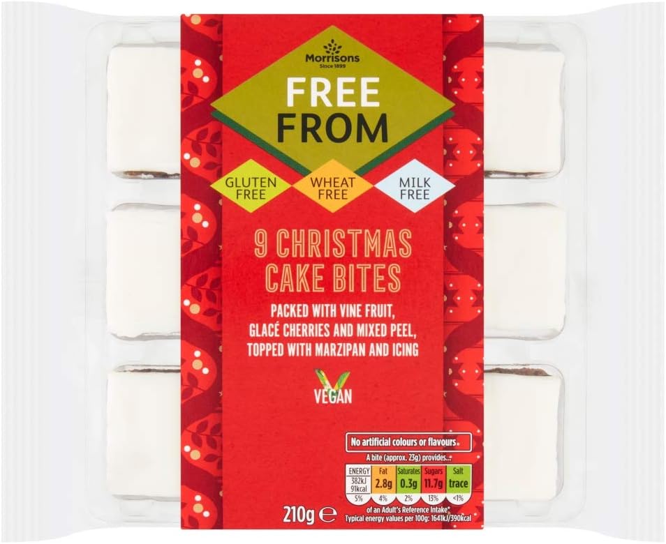 Morrisons Free from 9 Vegan Christmas Cake Bites 210g (Forced)