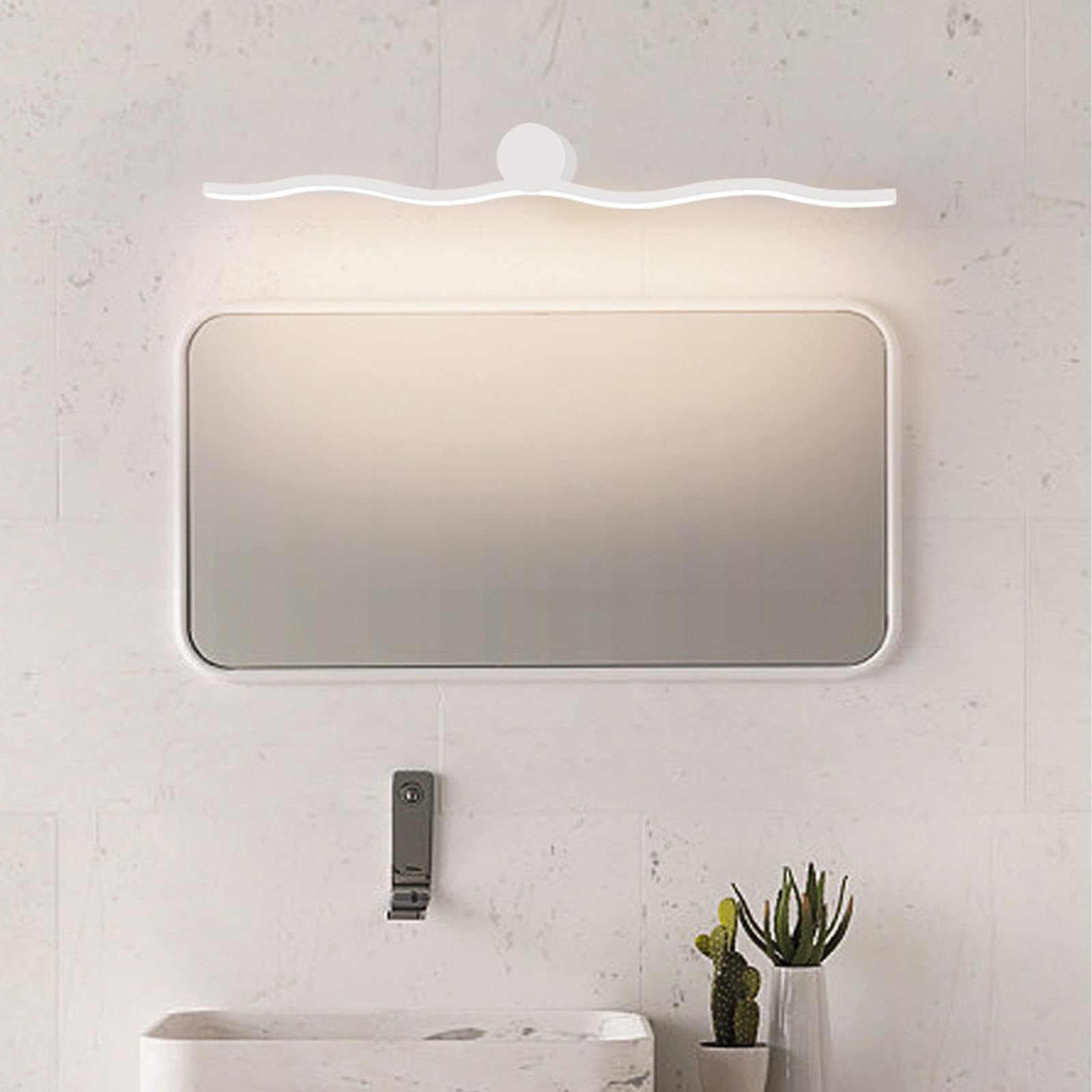 LED Lampada Specchio Bagno Dimmerabile Applique da Parete con Telecomando Moderna Alluminio Impermeabile Iluminazioni per Pareti Luce da Parete Trucco Quadri Soggiorno Camera da Letto (Bianco,40cm)