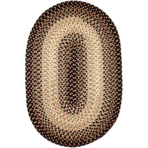 Super Area Rugs Oval 10X13 Black/Gray/Gold Braided Rug Hartford Primitive Decor Carpet - Indoor Outdoor - 10' X 13' Woven Entryway Carpet