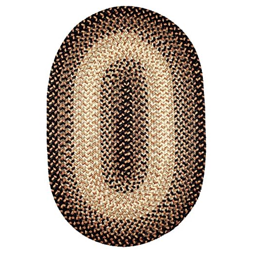 Super Area Rugs Hartford Braided Rug Made in USA, Charcoal,4' X 6' Oval