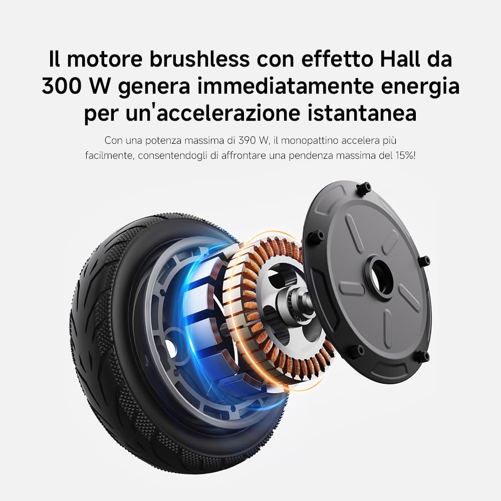 Xiaomi Electric Scooter 4 Lite (2a Gen), Design aerodinamico, Pneumatici 10", Autonomia 25km, Max 20km/h, Motore 300W*, Pendenza max 15%*, Doppio freno (Tamburo ant. + E-ABS post)