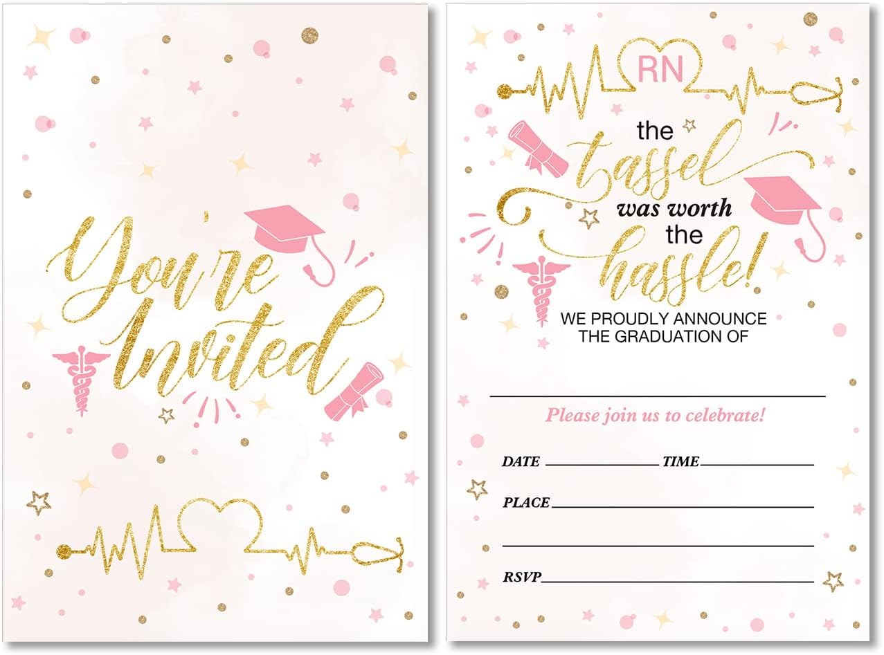 Nursing School Graduation Party Invitations with Envelopes