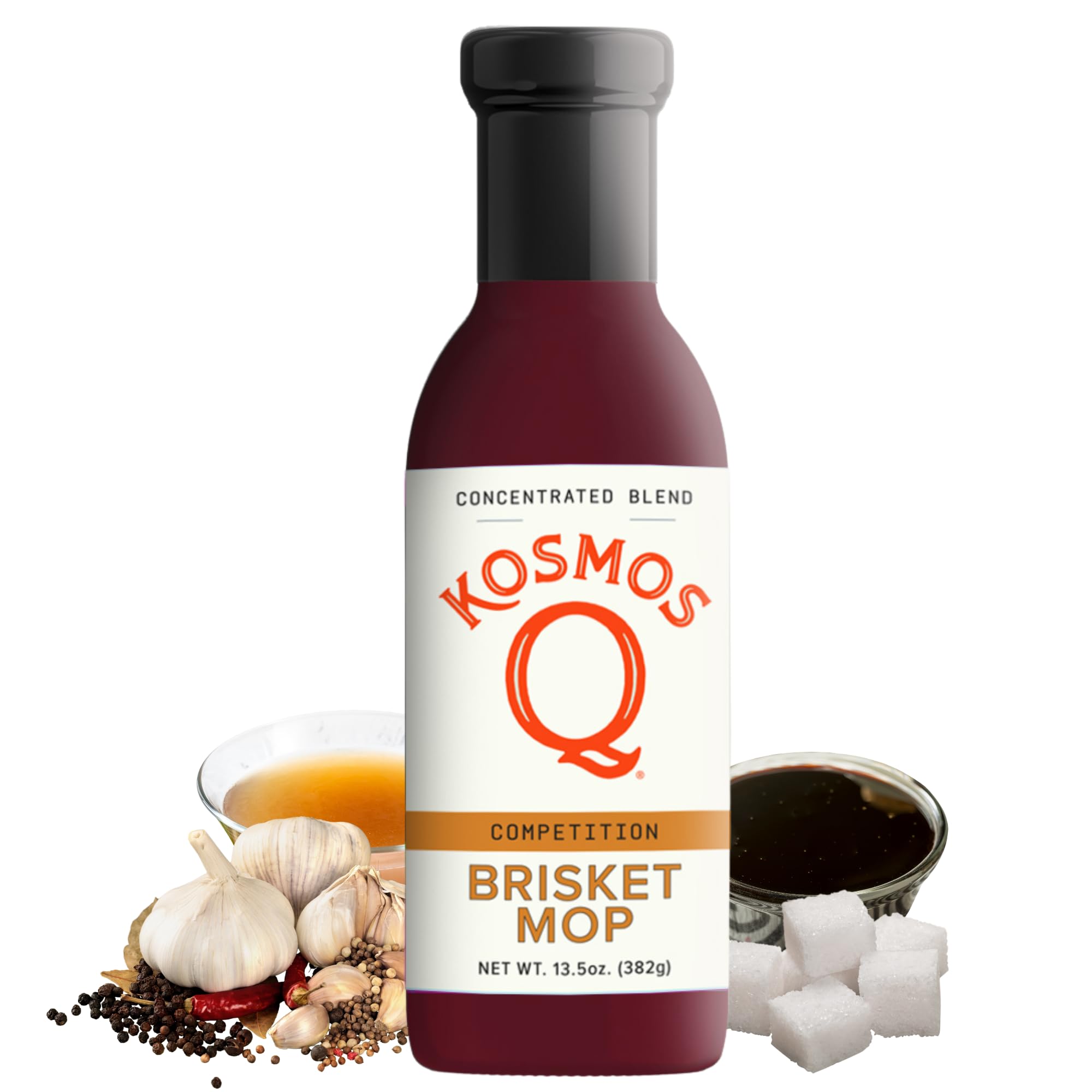 Kosmos Q Brisket Mop, Sweet & Savory Brisket Marinade for Moisture, Flavor & Tenderness, Natural BBQ Mop for Brisket, Ribs, Burnt Ends, Chuck Roast & More, Gluten Free, 13.5 Oz Bottle