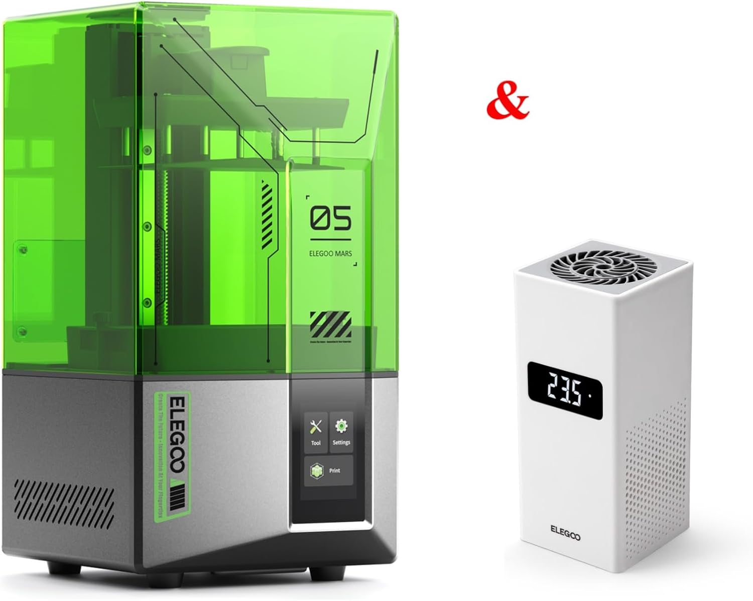 ELEGOO Mars 5 Resin 3D Printer and ELEGOO Mini Heater for Resin 3D Printer