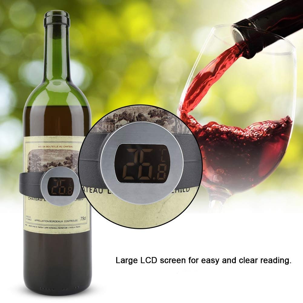 Digital Wine Bottle Thermometer, Instant Readout Thermometer with Large Display for Wine, Champagne, Whisky & Ale