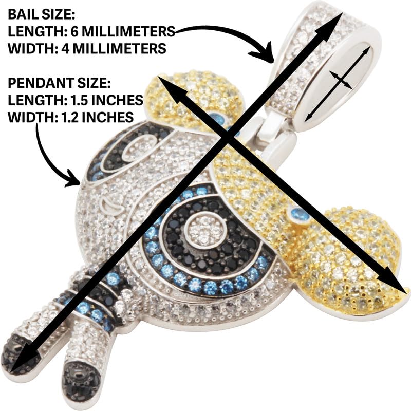 925 Sterling Silver 14K White/Yellow/Black Gold Finish AAA Cubic Zirconia The Power Puff Girls Bubbles Pendant 1.5MM Franco/2MM Moon Cut Bead Ball Chain Necklace For Women & Men 20″-24″ Fine Jewelry2