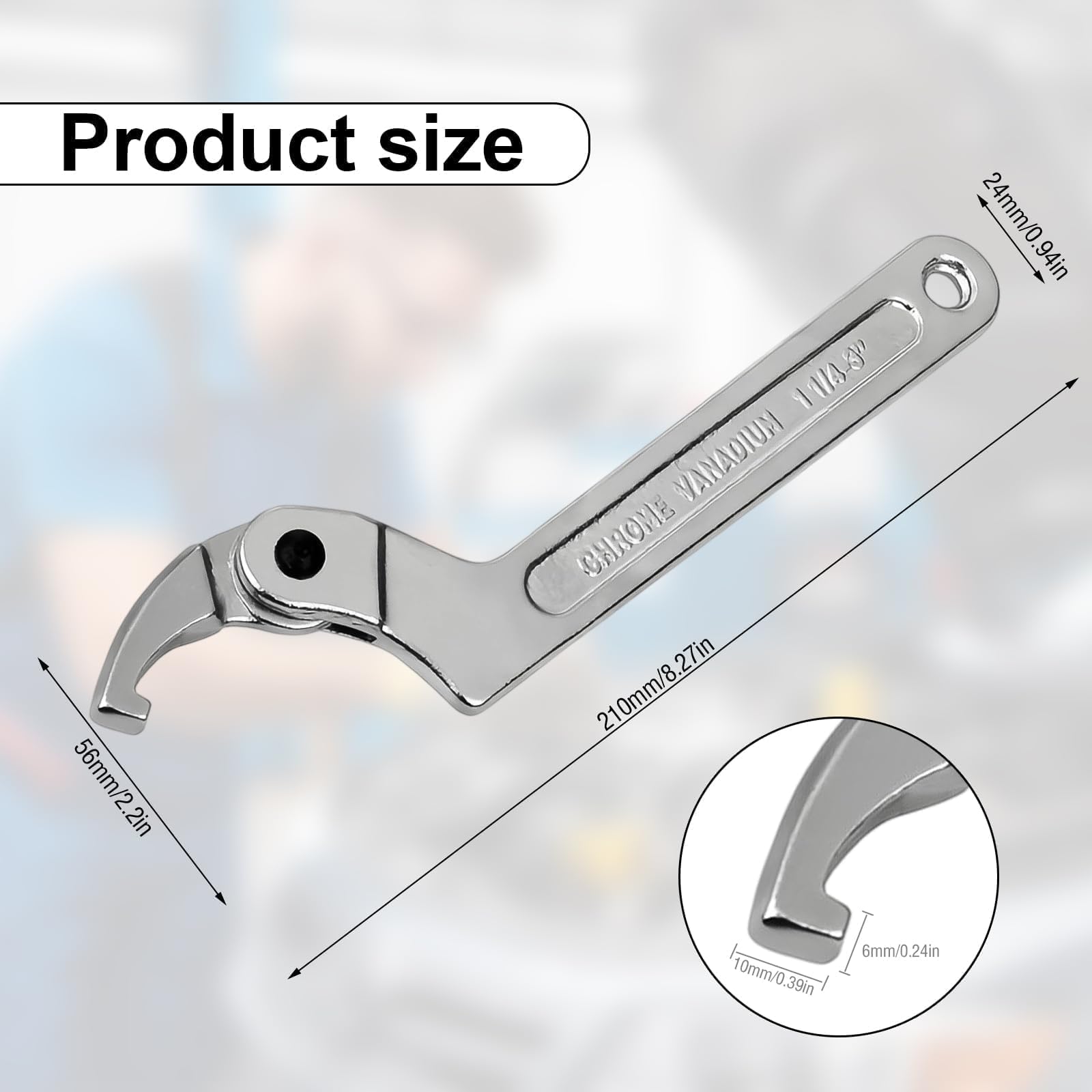 C Spanner Tool, Llave C, Llave Inglesa de Gancho, C Llave de Gancho, Cabezal Cuadrado de 32-76 mm