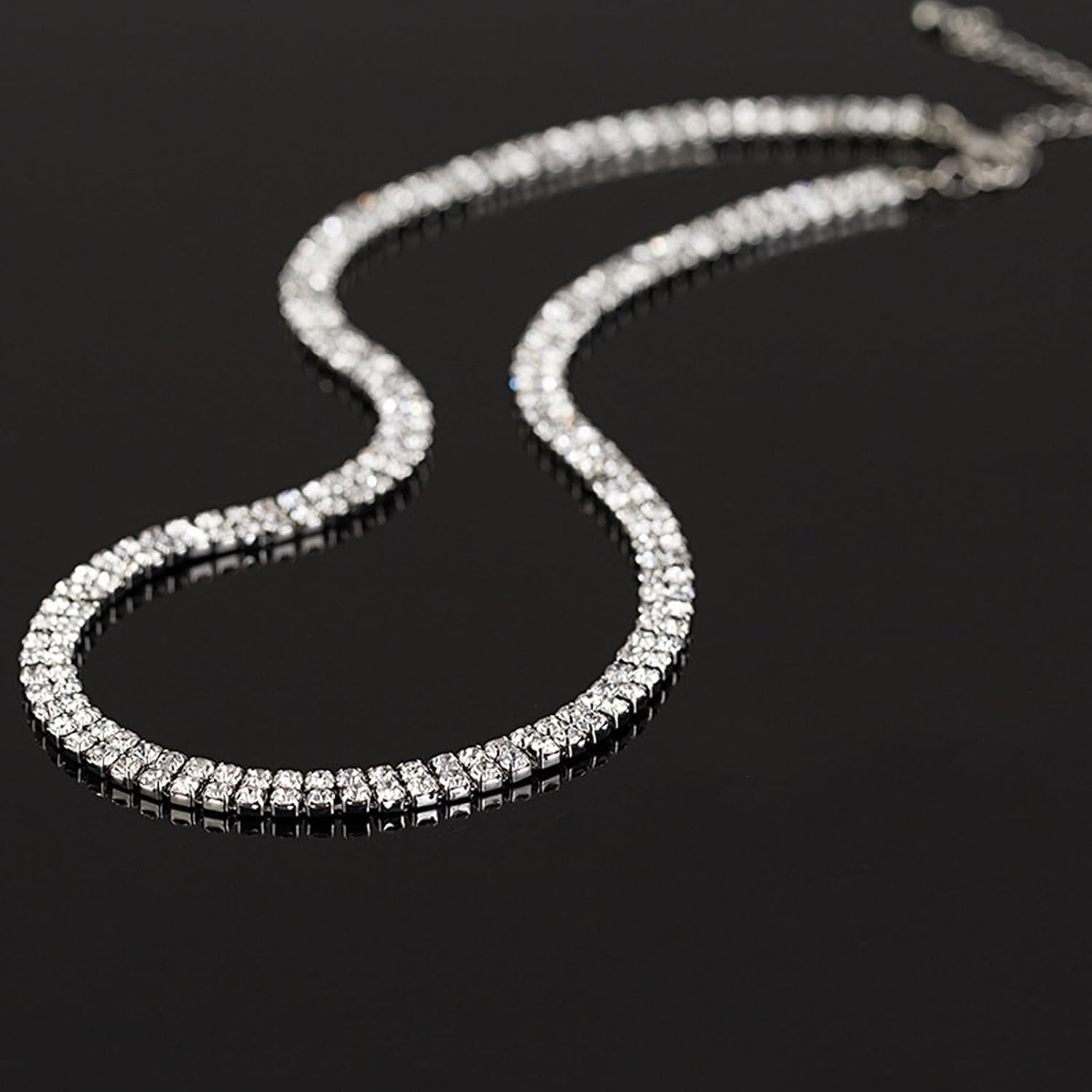 Tennis Necklace for Women 14K Gold Plated or Silver Rhinestone Choker Necklaces Dainty Zirconia Cut Faux Diamond chain 3mm - Image 5