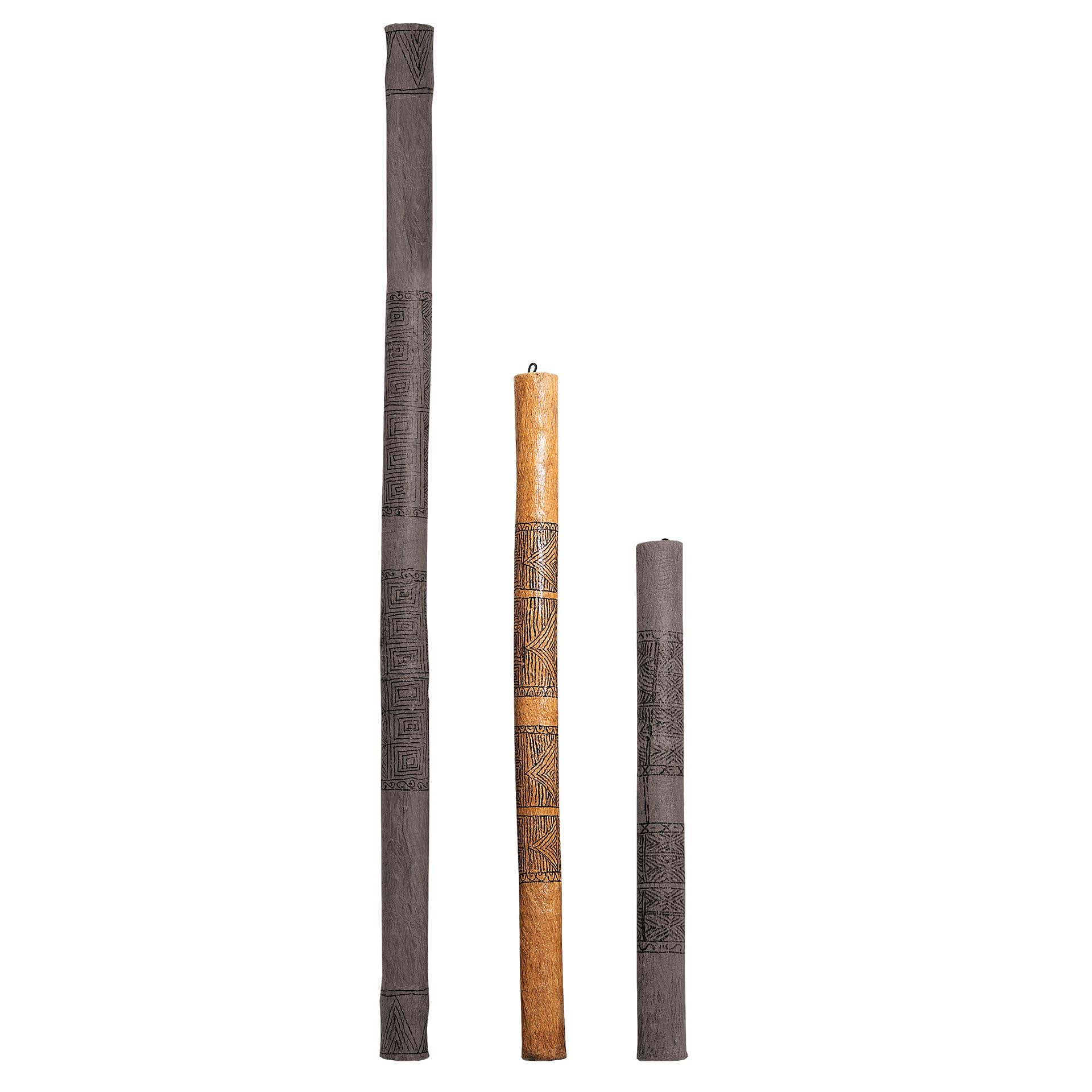 Regenmacher 100cm aus Bambus mit Maori Motiven bemalt Rainmaker
