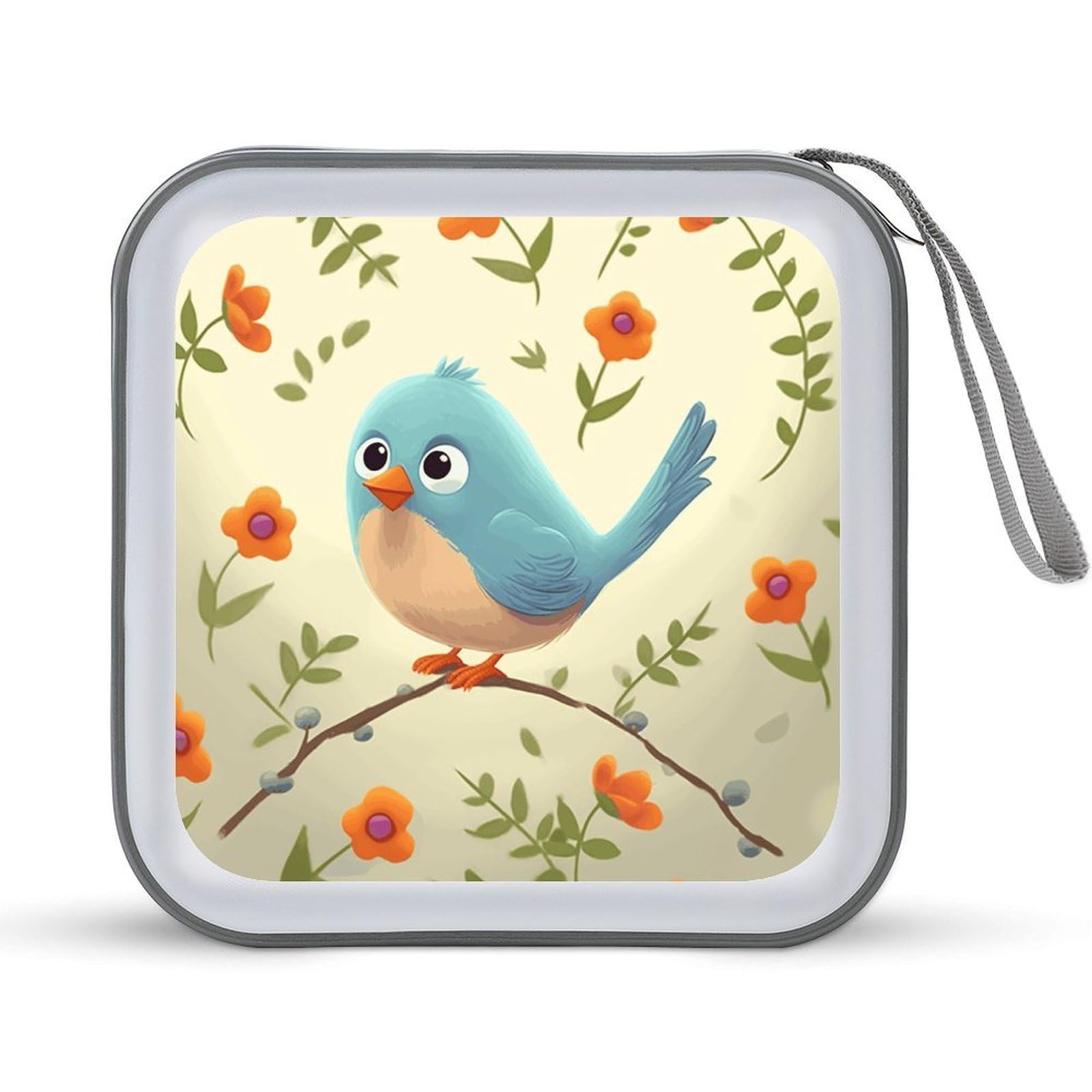 VstaDank Cute Bird 40 Capacity DVD Case with Zipper Disc, Portable CD Storage Organizer Hard Plastic Storage Wallet Organizer Organizer for