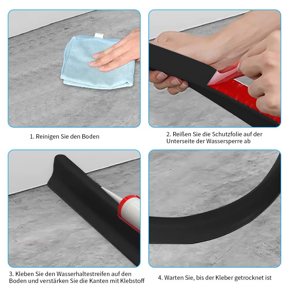 Zyiphor Schwallschutzleiste 2m - Selbstklebend 4cm Hoch Für Dusche & Küche