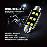Vista 5 de AUXLIGHT 211-2 212-2 578 569 214-2 41MM 1.61 pulgadas Festoon Canbus - Bombillas LED interiores sin errores, 6000 K, xenón blanco, chips 6SMD súper