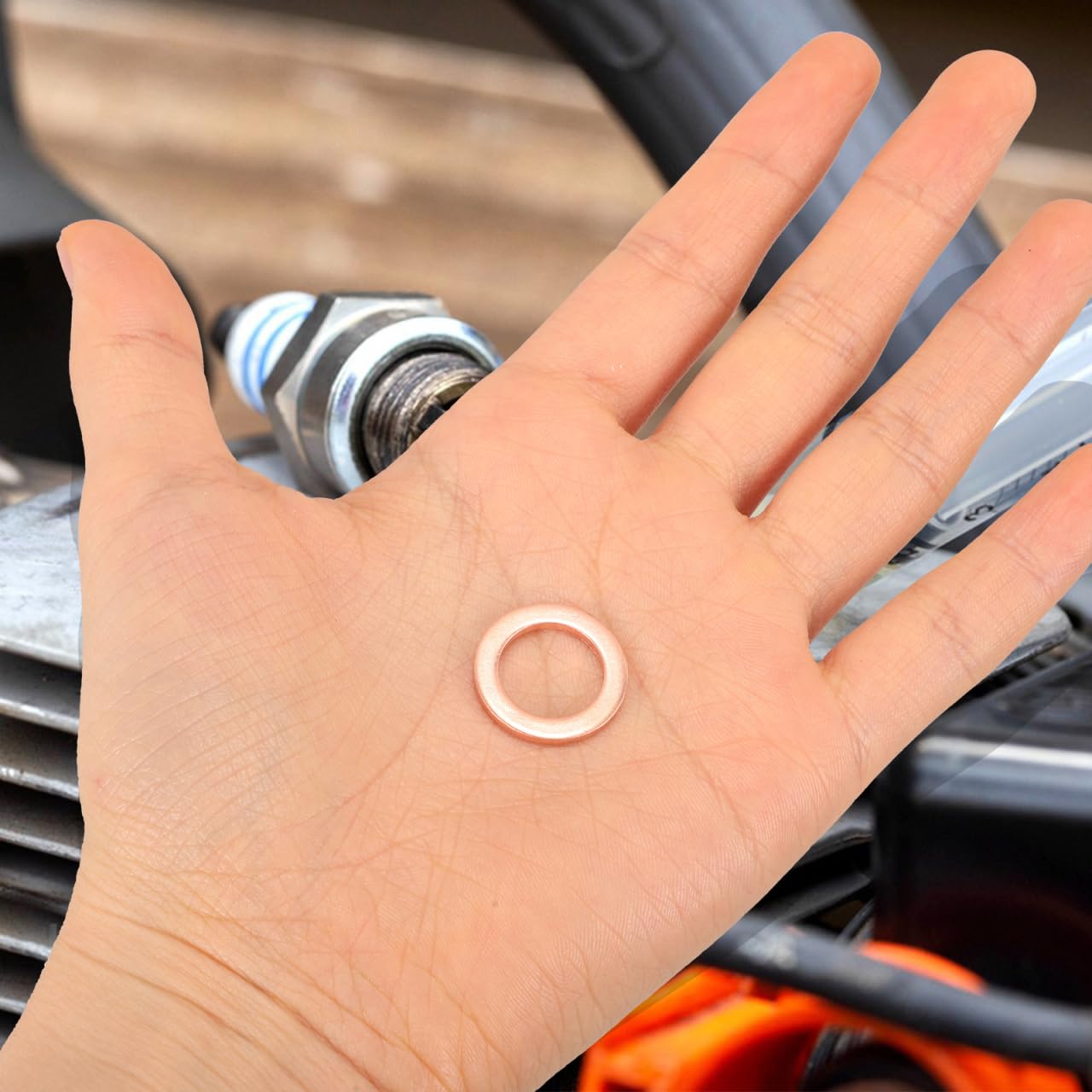 PRETYZOOM Copper Crush Washer Assortment 200Pcs Flat Sealing Washers for Oil Drain Plug Gasket Kit M5 to 14 Sizes with Leak-Resistant O-Ring Design in Storage Box
