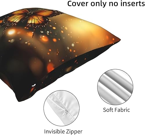 Miniatura 5 de Fundas de almohada decorativas con estampado de mariposas naranjas, fundas de cojín cuadradas, funda de cojín suave para decoración del hogar, sala