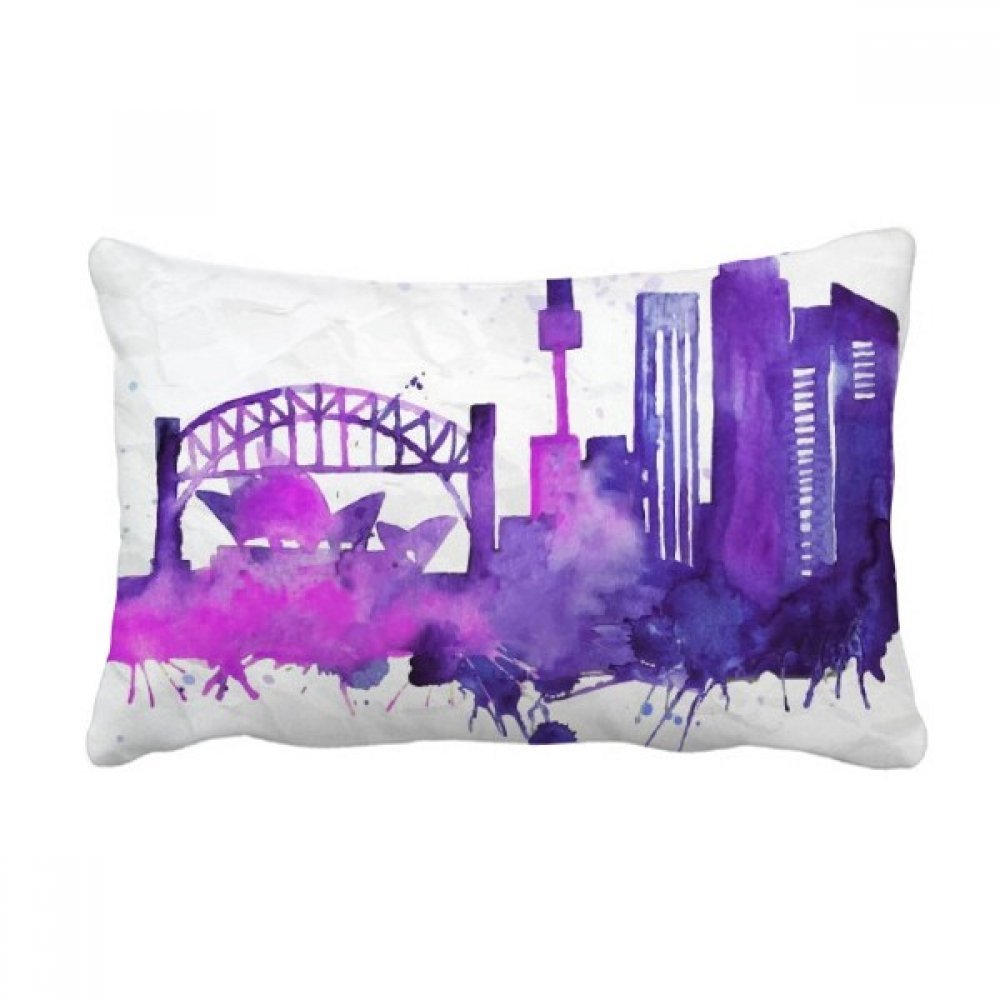 Coussin rectangle Opéra de Sydney aquarelle 40x60 cm multicolore pour décoration de salon