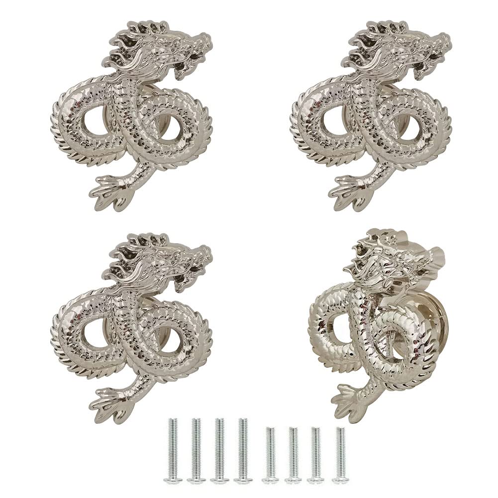 Mizhang Dragon Cabinet Knobs, Retro Decorative Metal Dragon Drawer Knobs Pull Handles for Dresser Cupboard Closet Door Kitchen Hardware Furniture Knob