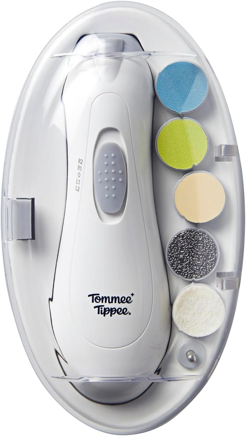 Electric Baby Nail File, with Six Filing Heads for Baby and Adult Use, Infant Nail Clipper with LED Light and Adjustable Speed and Direction Settings