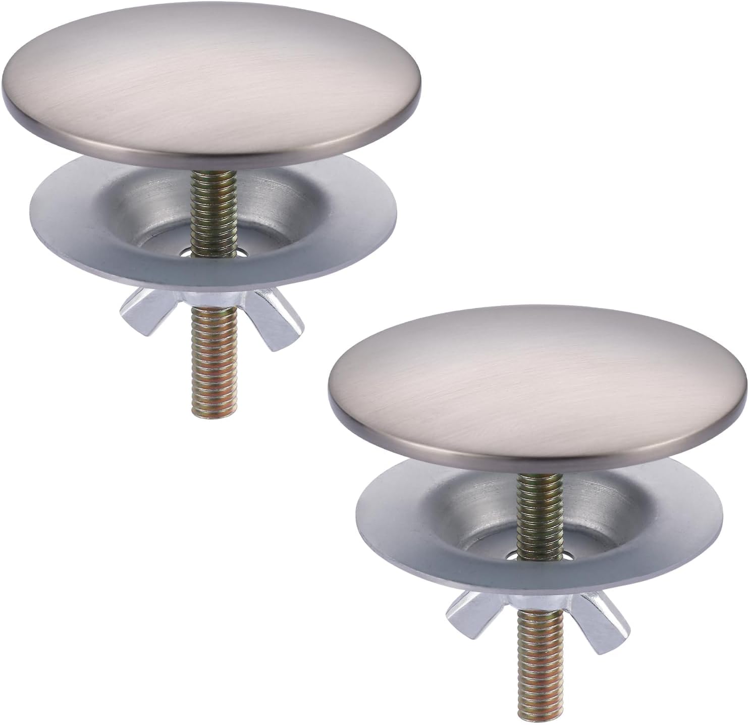 Kitchen Sink Hole Cover, 2 PCS Faucet Hole Cover for Kitchen Sink, Tap Hole Plate Stopper Cover Blanking Brass Metal Plug, Sink Countertop Hole Cap Cover, Brushed Nickel