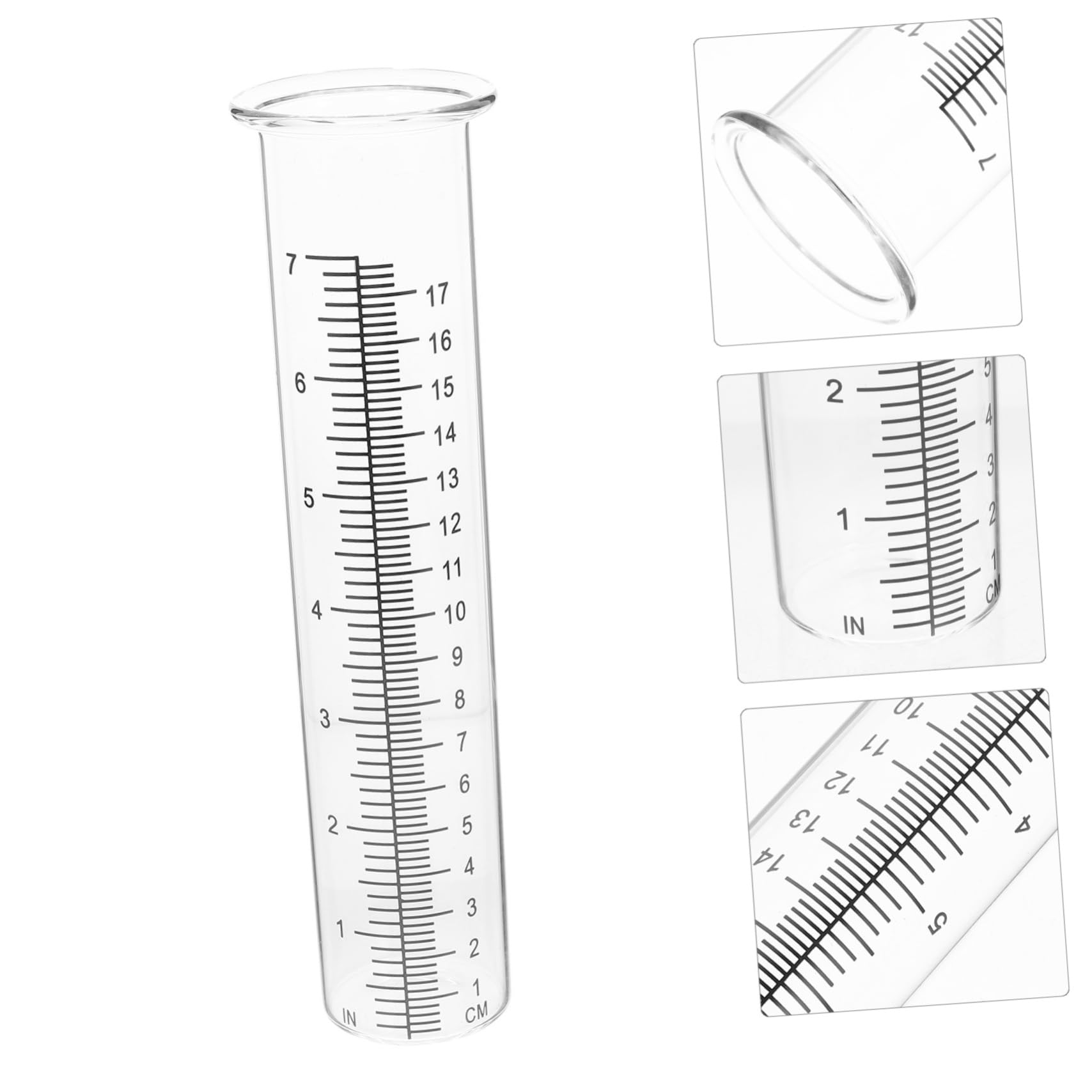 ibasenice 7 Rain Gauge Test Tube Rainfall Tube Decorative Rain Gauge Outdoor Lawn Water Gauge Rain Gauge Outdoor Rainwater Rain Gauge Inches Garden Gauge Tube Metric High Borosilicate Glass