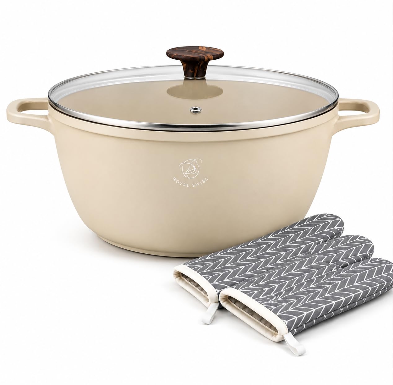 Royal Swiss Faitout 28 cm, couscoussier marbre antiadhésif, 6L, induction