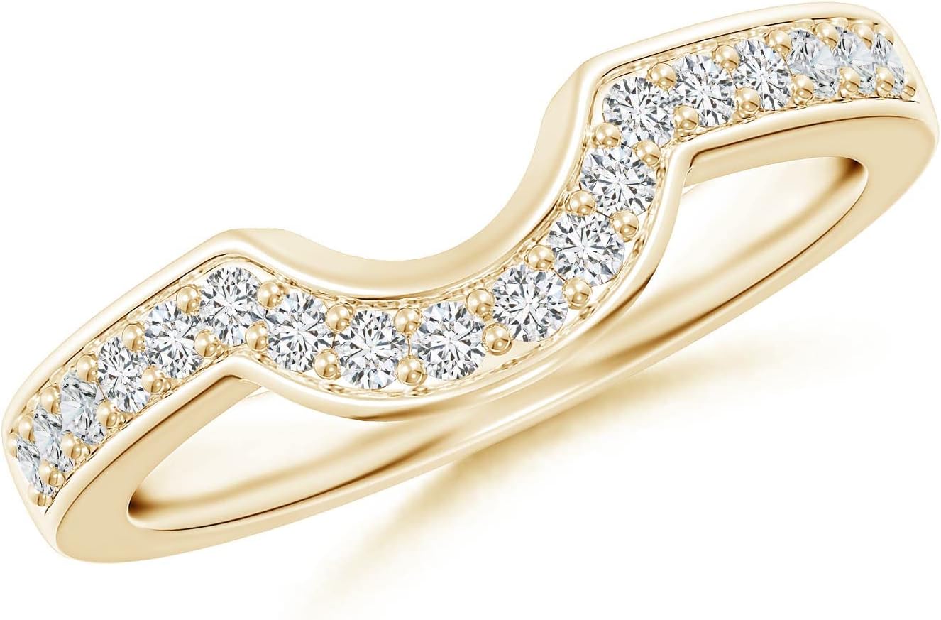 Angara Natural 0.32 ct Diamond Non Eternity Ring in 14K Yellow Gold for Women (Color : H | Clarity : SI2) | April Birthstone, Birthday, Anniversary Jewelry Gift for Women